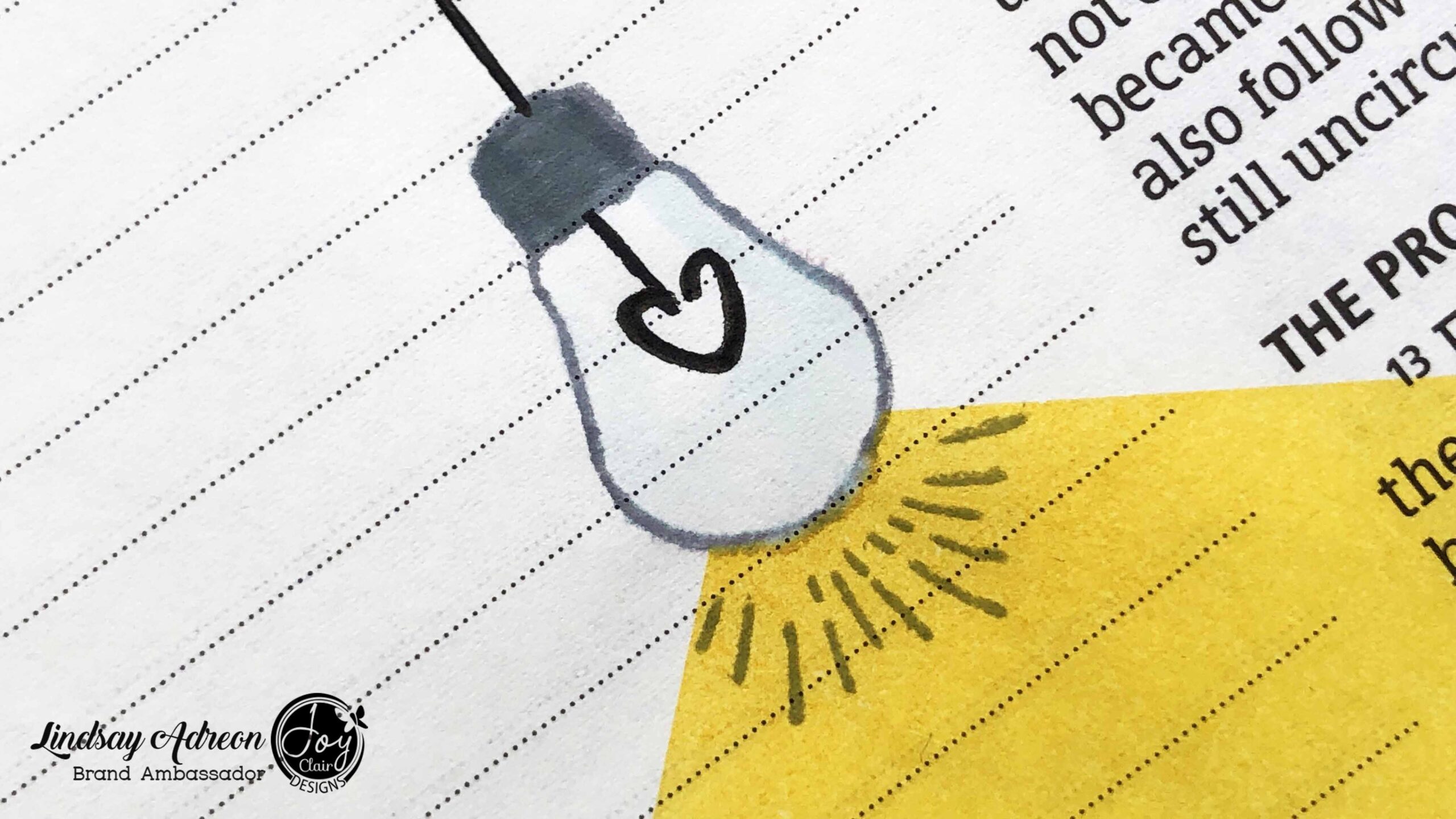 Stamped light bulb with hand drawn center. I love adding simple hand drawn elements to my Bible Journaling!