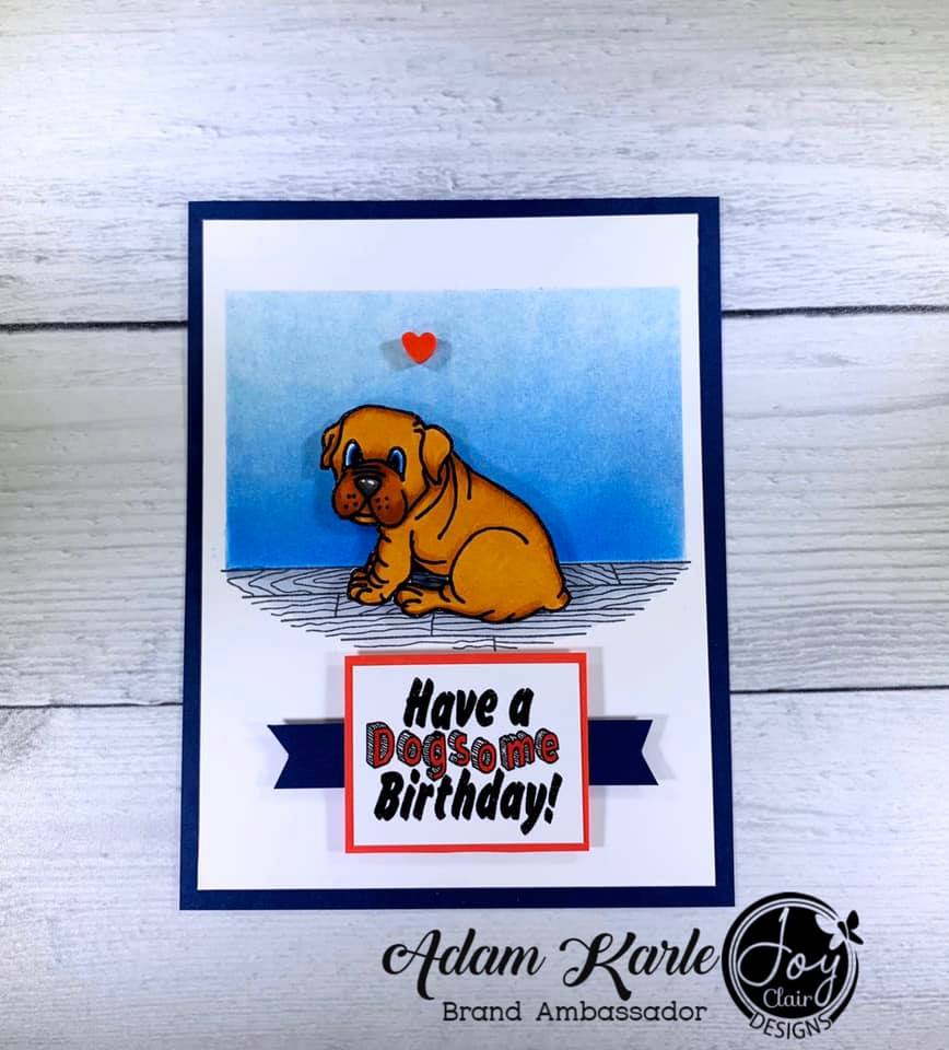 Animal stamped card with Puppy Love stamp set by Joy Clair