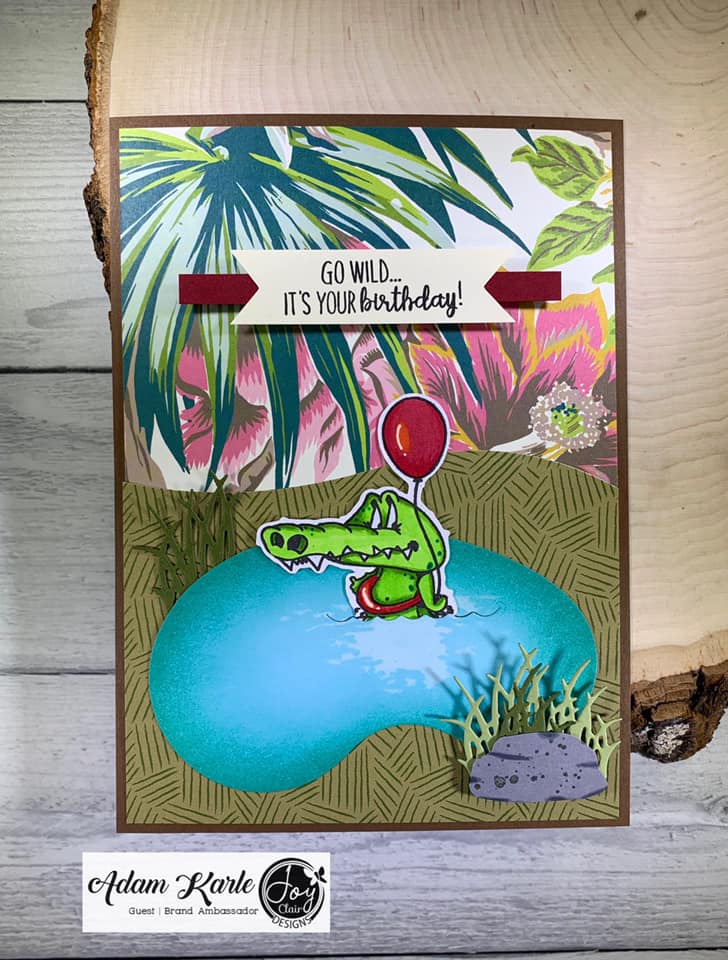 Animal stamped card with a crocodile from the Party Animal stamp set