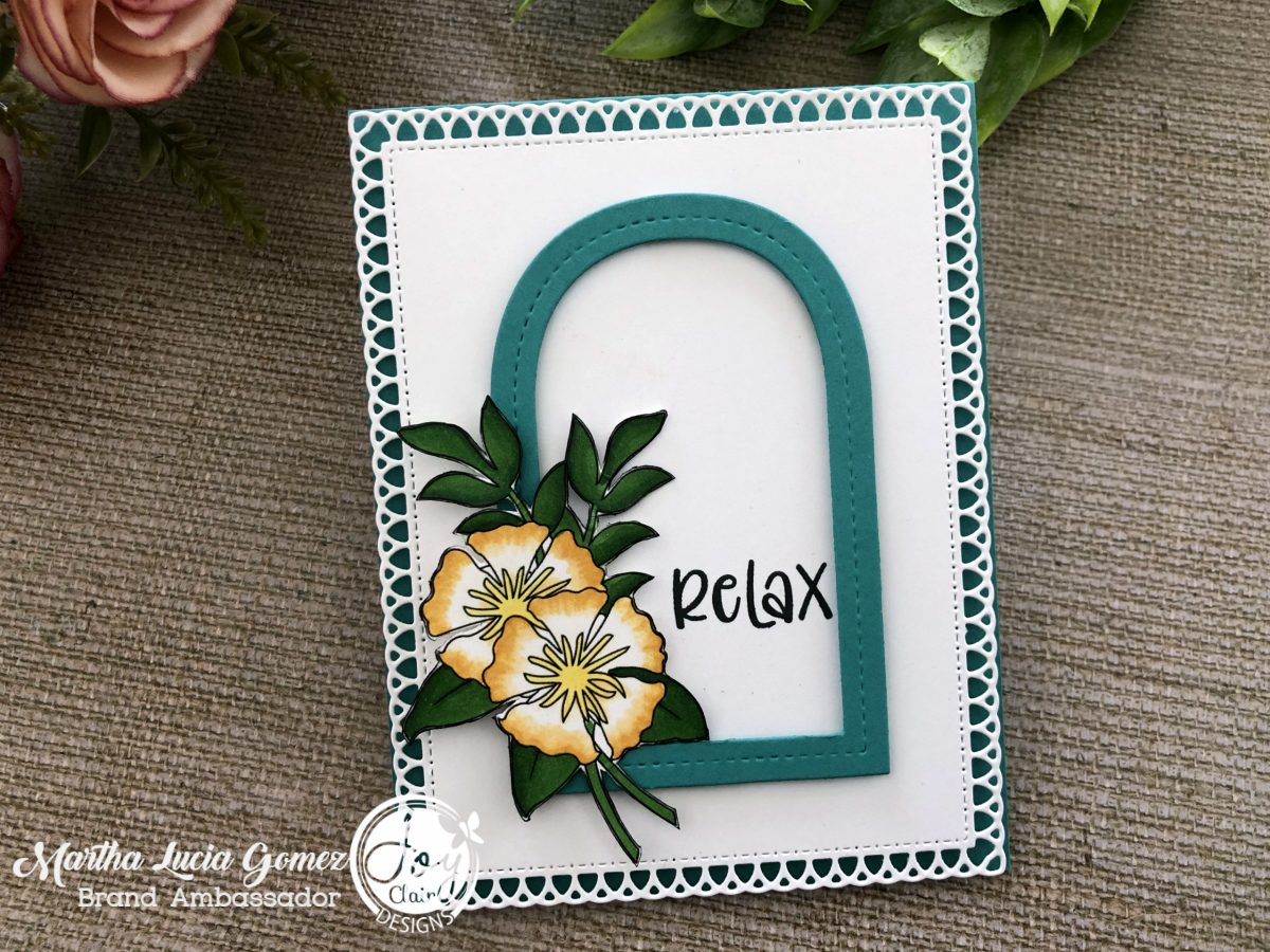 Card created with die cuts and digital colored flowers.