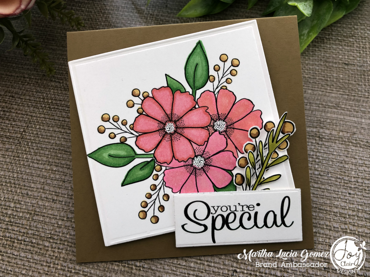 easy friendship card created with flowers and die cuts