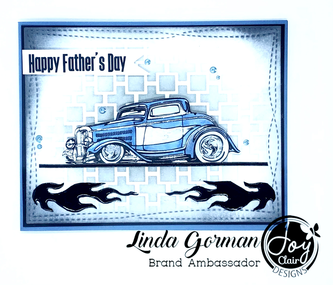 Masculine card stamped with the Classic Father's Day Stamp set by Joy Clair Designs.