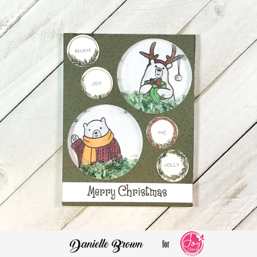Merry Christmas Shaker Card idea, Joy Clair Designs, Digital Stamps
