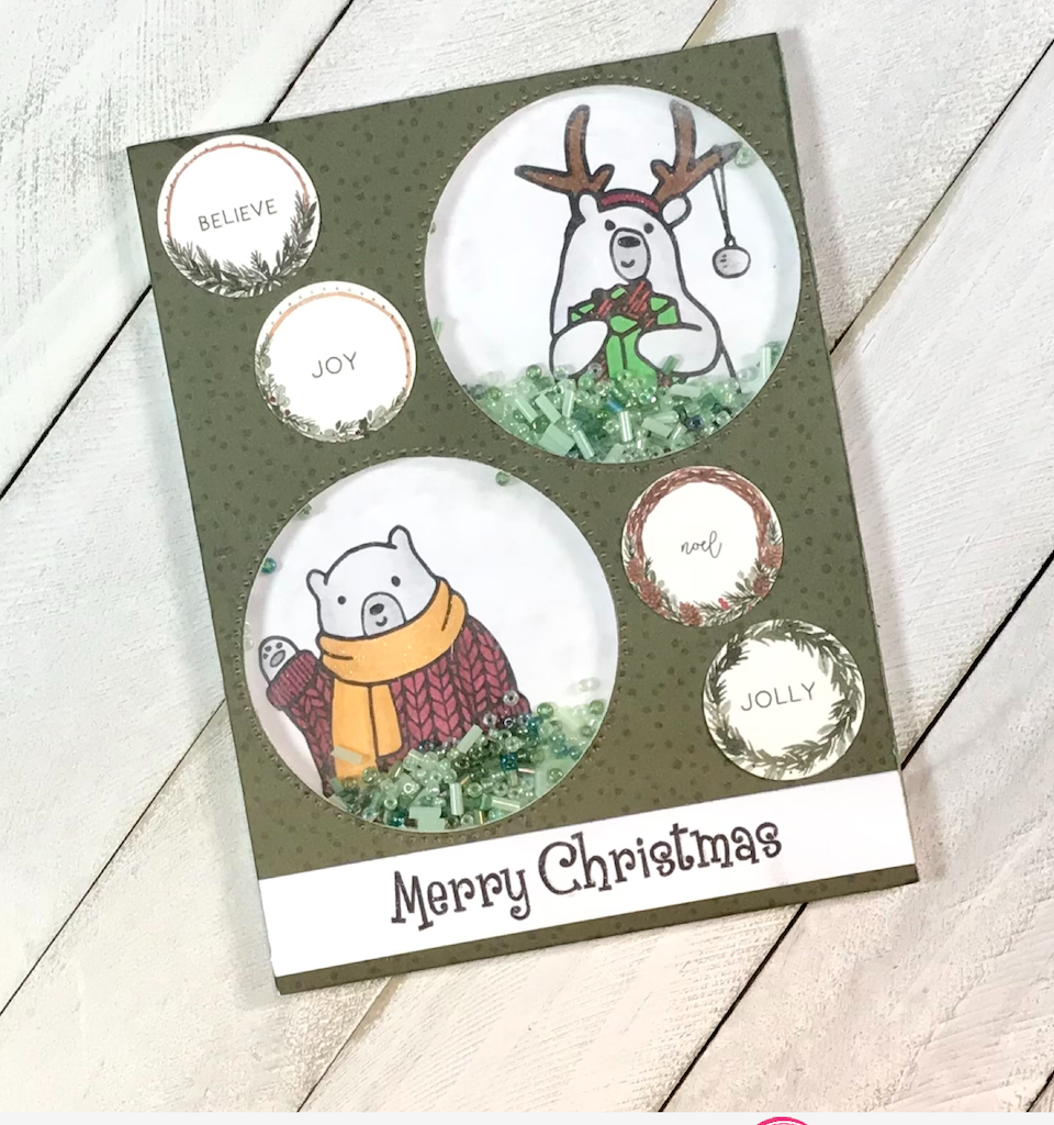 Merry Christmas Shaker Card Idea, Joy Clair Designs, Digital Stamps
