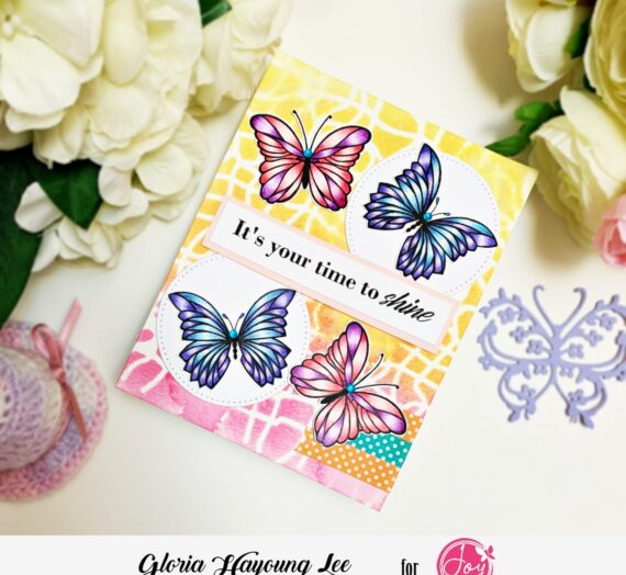 stencil background butterflies card