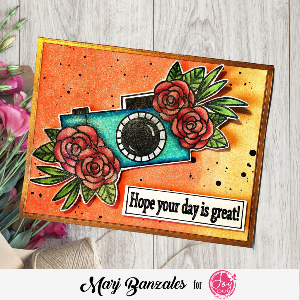 Floral Camera with Ink Blended Background 