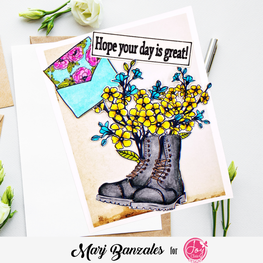 Boots, flowers, and envelope