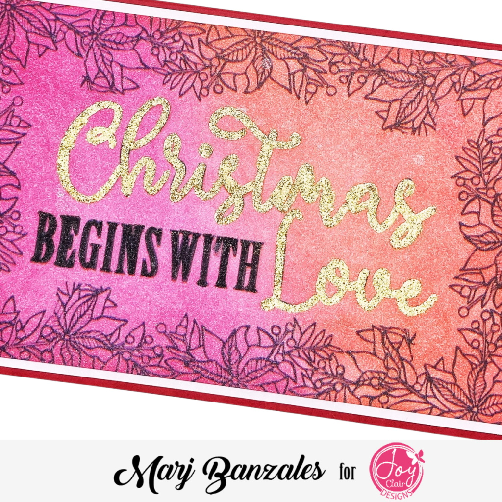 Beautiful Shiny Gold embossed Christmas Begins with Love letters