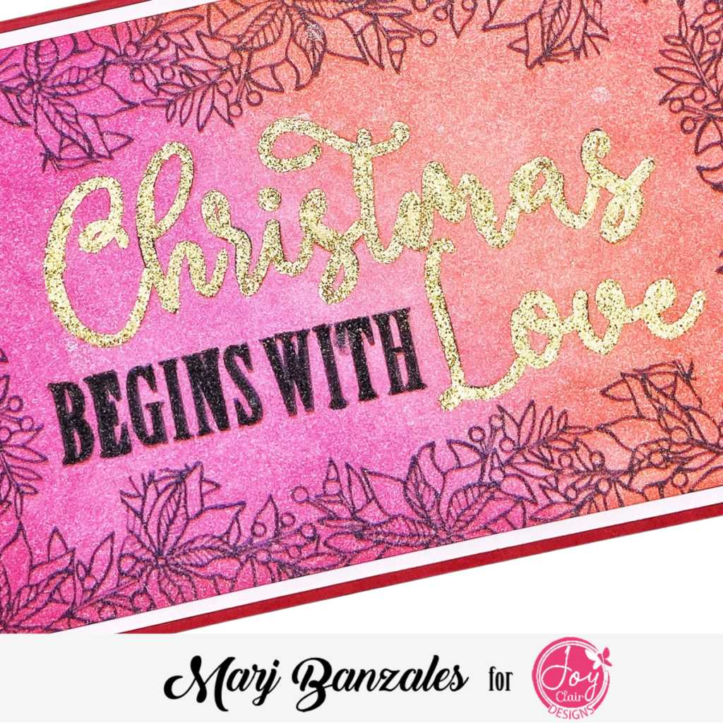 Shiny gold embossed Christmas Begins with Love letters 