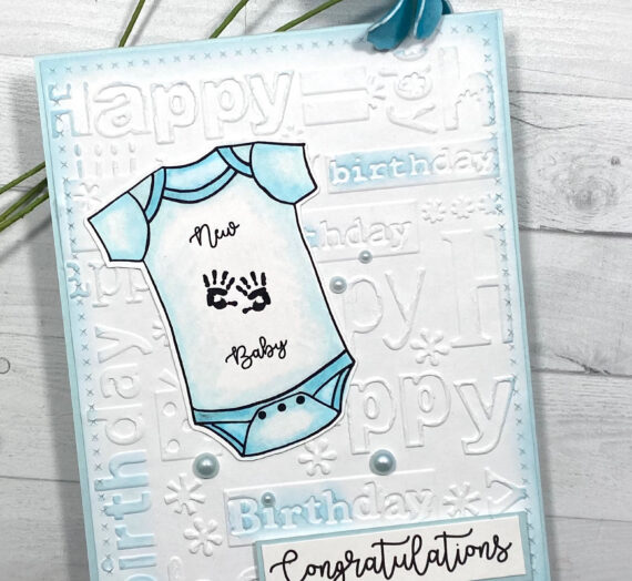 New Baby Card with Embossed Background