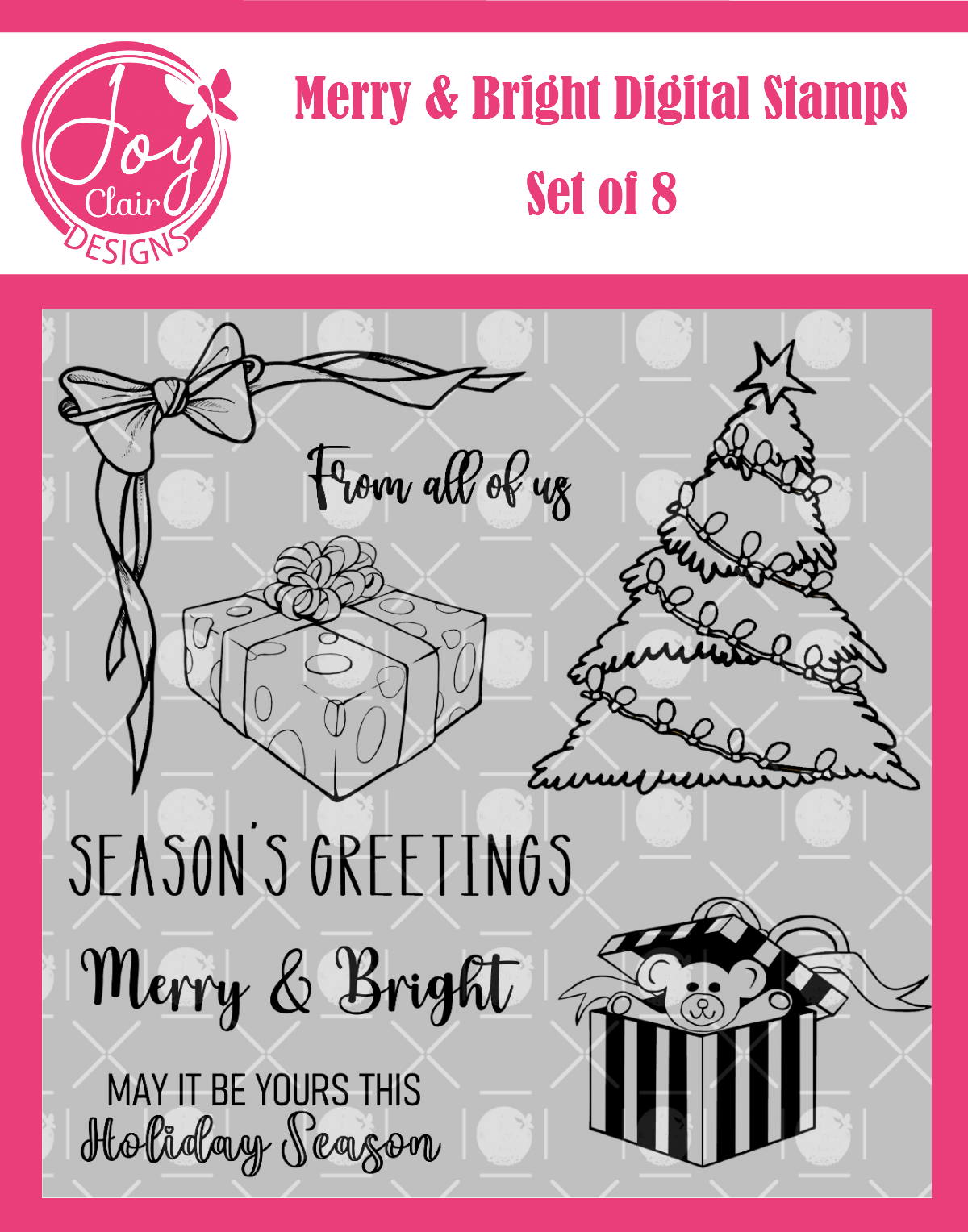 Merry & Bright Joy Clair Designs Season's Greetings